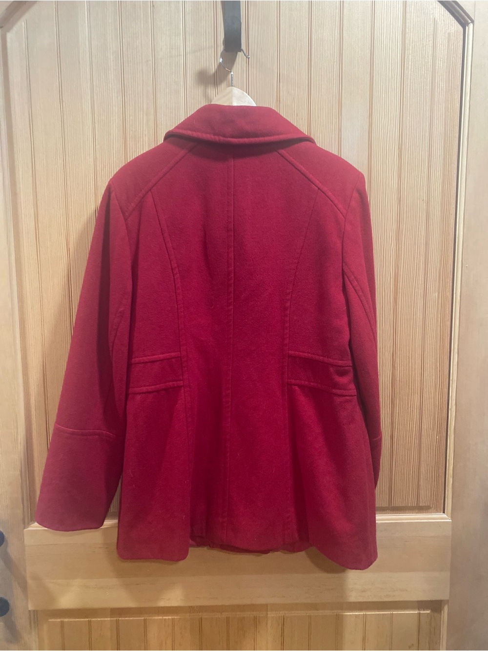 London Fog Red Wool-Blend Pea Coat - Picture 4 of 7
